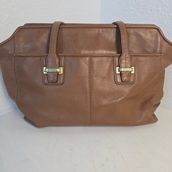 Coach Pebbled Leather Tote Purse Tan/Caramel Brown Gold Hardware F25205 - Picture 6 of 14